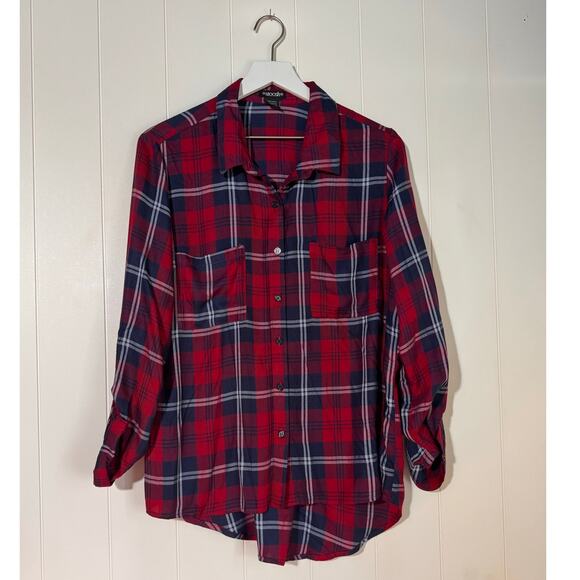 Stoosh Womens Shirt Womens XL Red & Blue Plaid Button-Up - Picture 2 of 6